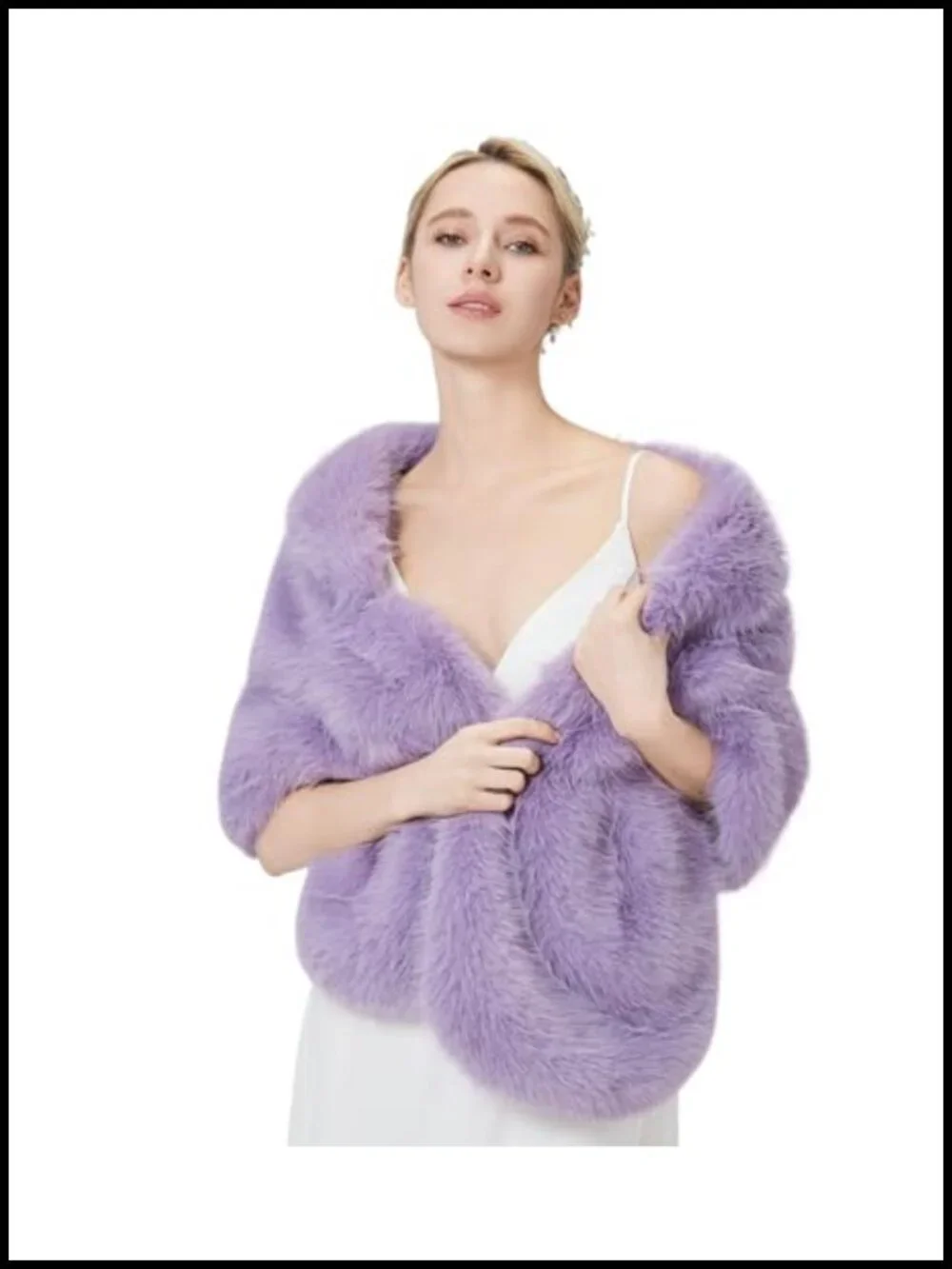 Women's Faux Fur Wrap Shawl Shrug Scarf Cape Stole Warm Winter Bridal